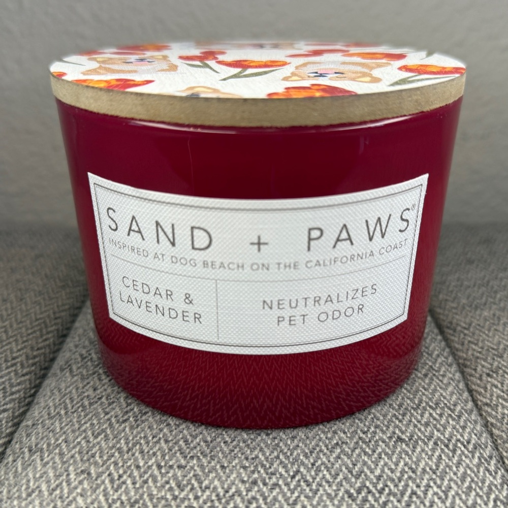 Odor Neutralizing Candle, 2 Wick, Cedar & Lavender Scent - Sand + Paws 12oz - Picture 11 of 11